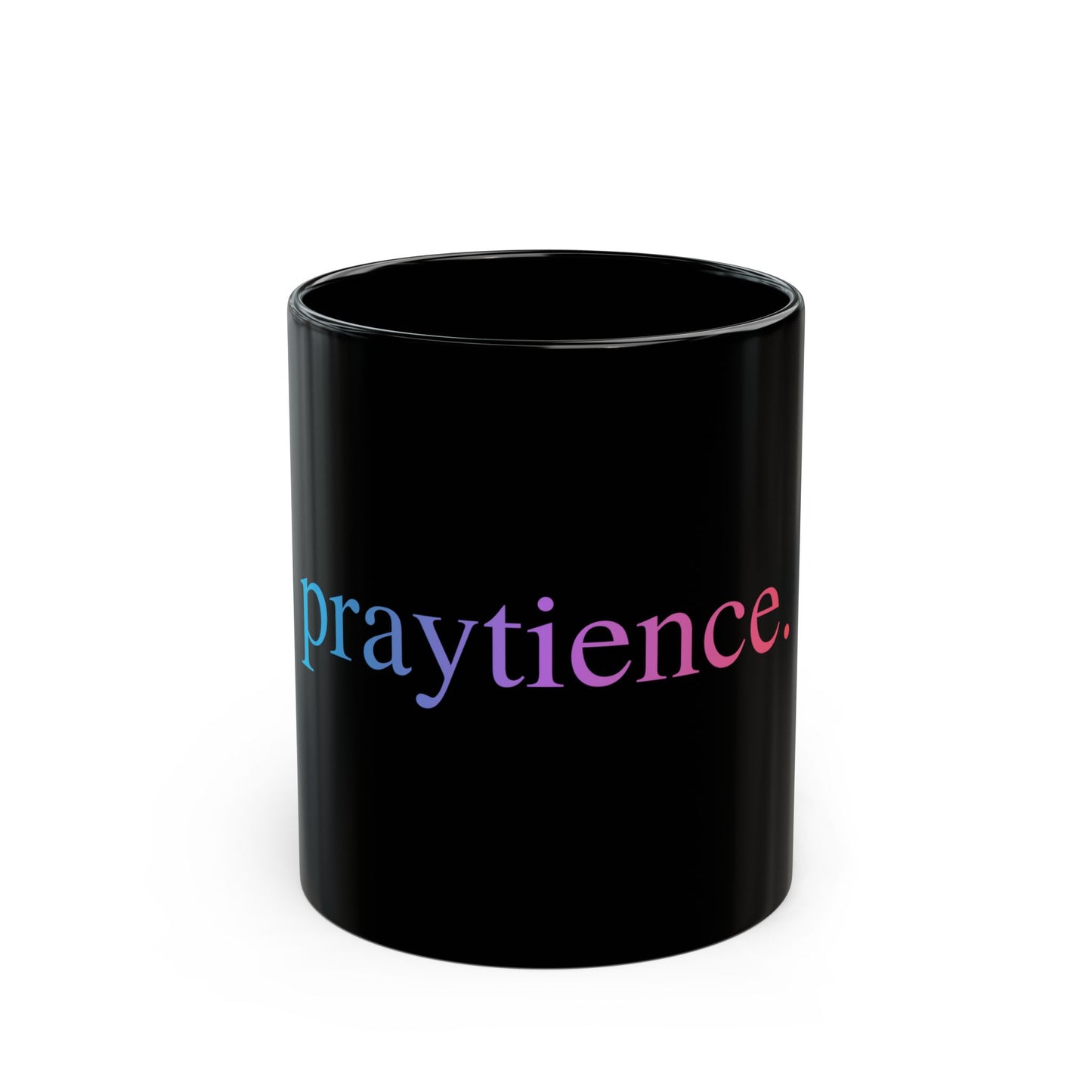 Praytience® Black Ceramic Mug — 11oz Gloss Finish